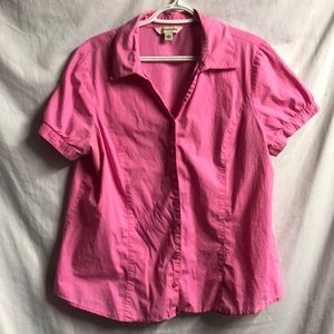 Hot Pink St. John’s bay button up blouse xl euc